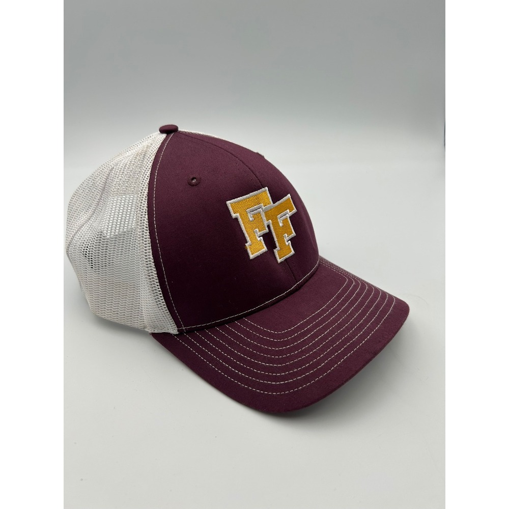 Richardson 112 Maroon White FF Logo Trucker Hat Snapback Mesh Cap B671